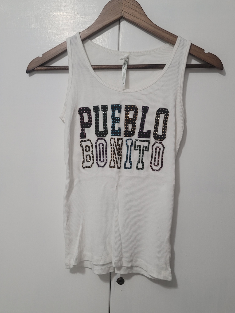 Exist White Ribbed Tank with Multicolor 'Pueblo Bonito' Graphic